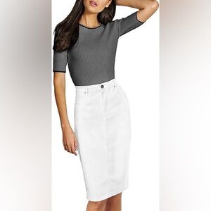 Lexi - Women's Pencil Skirt with Functional Pockets, White